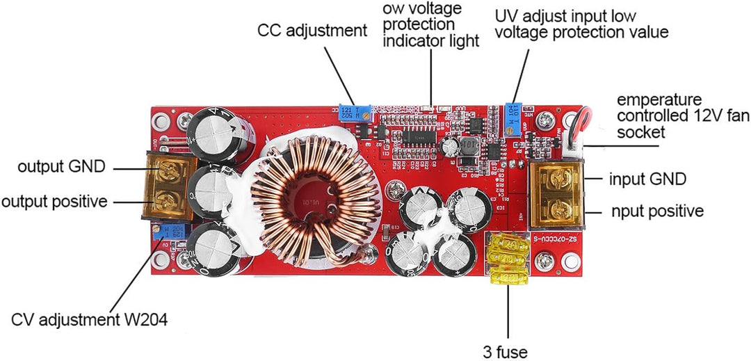 Roboter 1500 W 30 A DC auf DC Voltage Step Up Boost Converter Board Modul 10 bis 60 V bis 12 bis 90