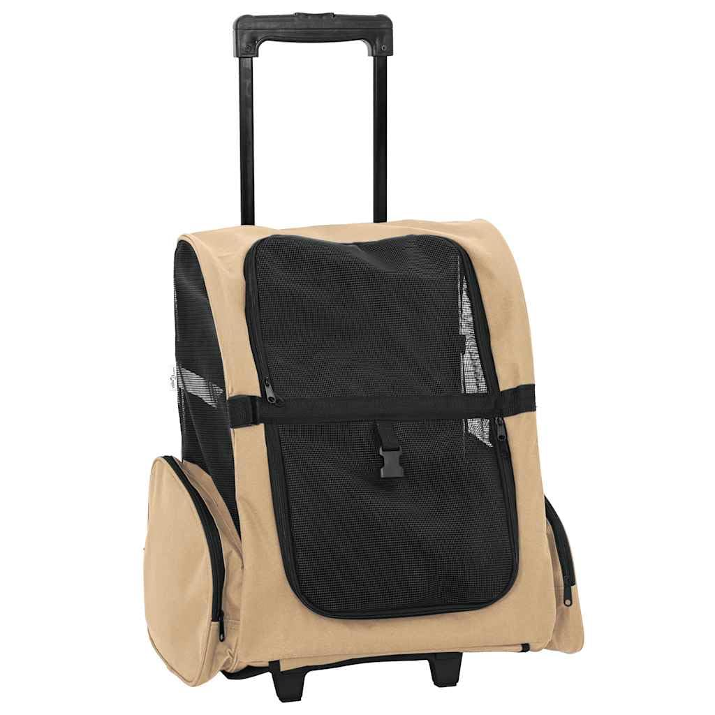 vidaXL Trolley für Haustiere 3-in-1 Sandfarbe 48x32x(57-106) cm cm Oxford-Gewebe, Sandfarbe