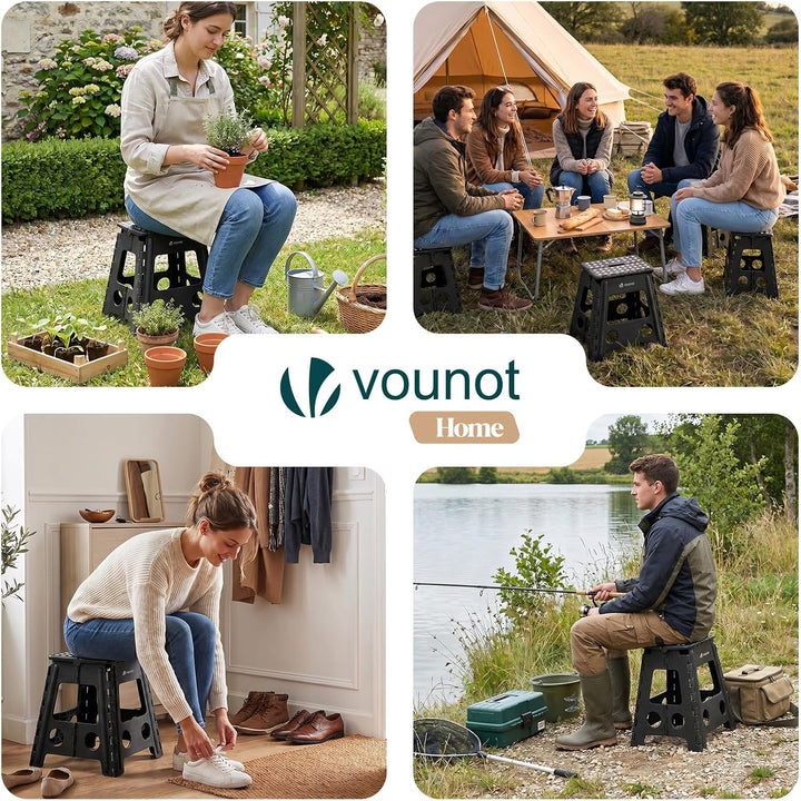 VOUNOT® Klapphocker Faltbar Rutschfester Tritthocker mit Tragegriff, Tragbarer Klapptritt Hocker für
