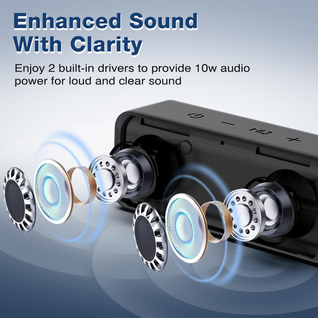 MUQI Bluetooth Lautsprecher, Musikbox mit IPX7 Wasserdicht,kabelloser Boxen 10W Stereo Sound intensi