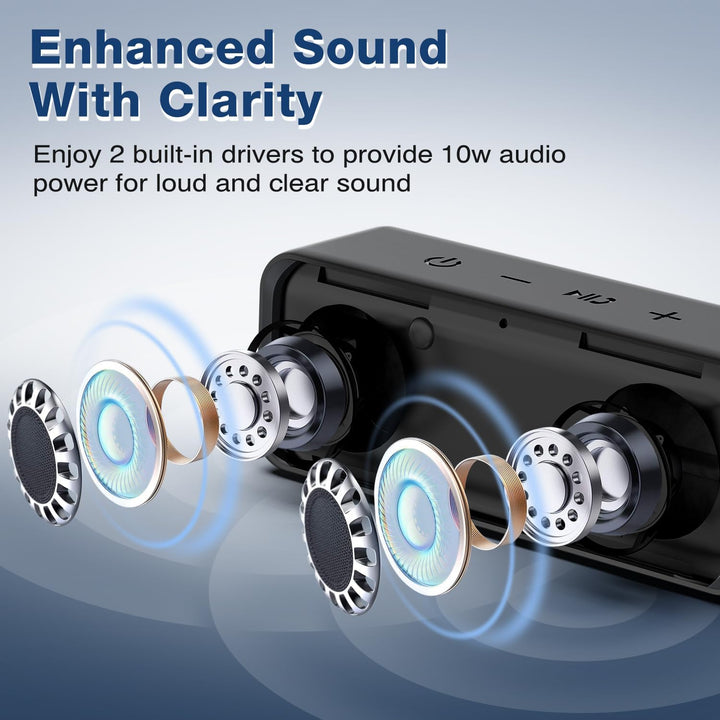 MUQI Bluetooth Lautsprecher, Musikbox mit IPX7 Wasserdicht,kabelloser Boxen 10W Stereo Sound intensi