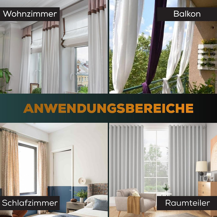 Klemmstange für Gardinen 120-170cm, Grau, Ø 32 mm, Duschvorhangstange ohne Bohren - Vorhangstange zu