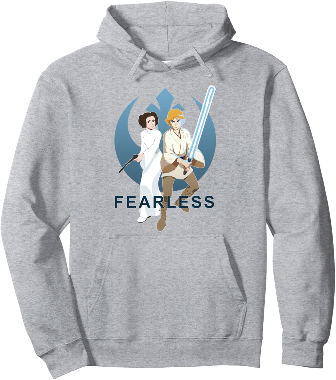 Star Wars Luke & Leia Fearless Rebel Logo Cartoon Poster Pullover Hoodie