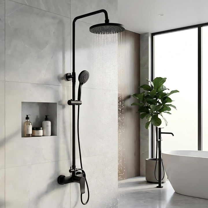 YOOZENA Duscharmatur Komplettset,Duschsystem mit Regendusche, 3 Strahlarten Duschkopf, Duscharmatur