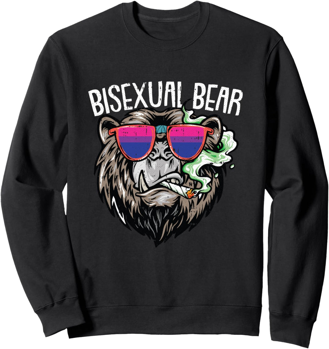 Bisexual Bear LGBT-Q Pride Smoking Weed 420 Pot-head Stoner Sweatshirt