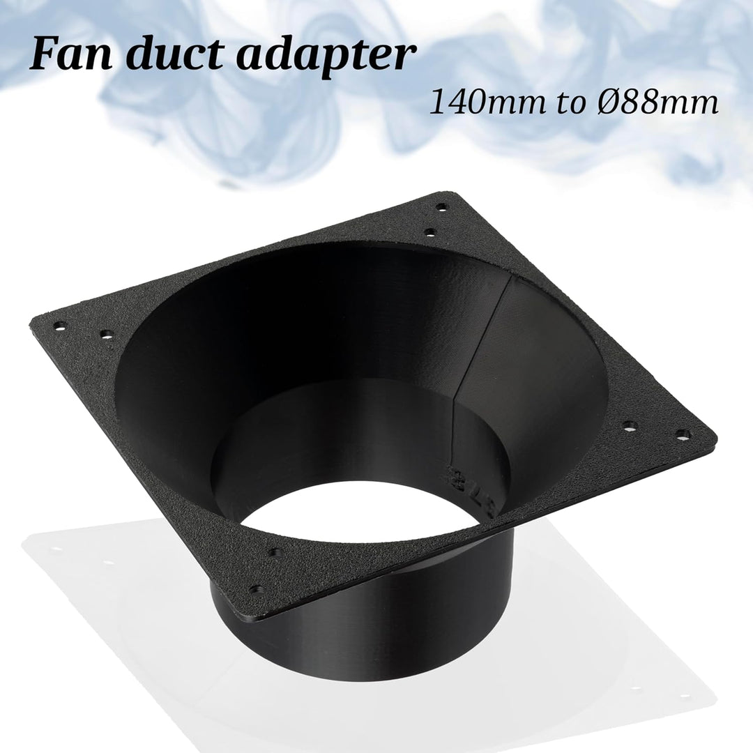 AERZETIX Quadratisch-Rund-Adapter für Luftstrom für Lüftungskanal 140x140 mm Ø88 mm aus ABS-Kunststo