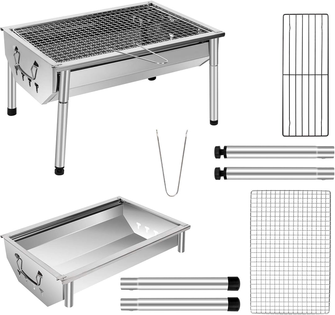 Sunjas Picknickgrill Edelstahl Holzkohlegrill Kleiner Grill Portable Campinggrill Abnehmbare BBQ Gri