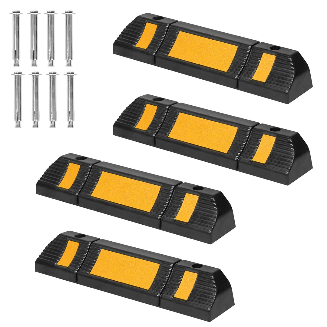 NAIZY Radstopper 4er Gummi Parkstopper Parkplatzbegrenzung 60x12x10cm Parkplatzmarkierung mit Dehnsc