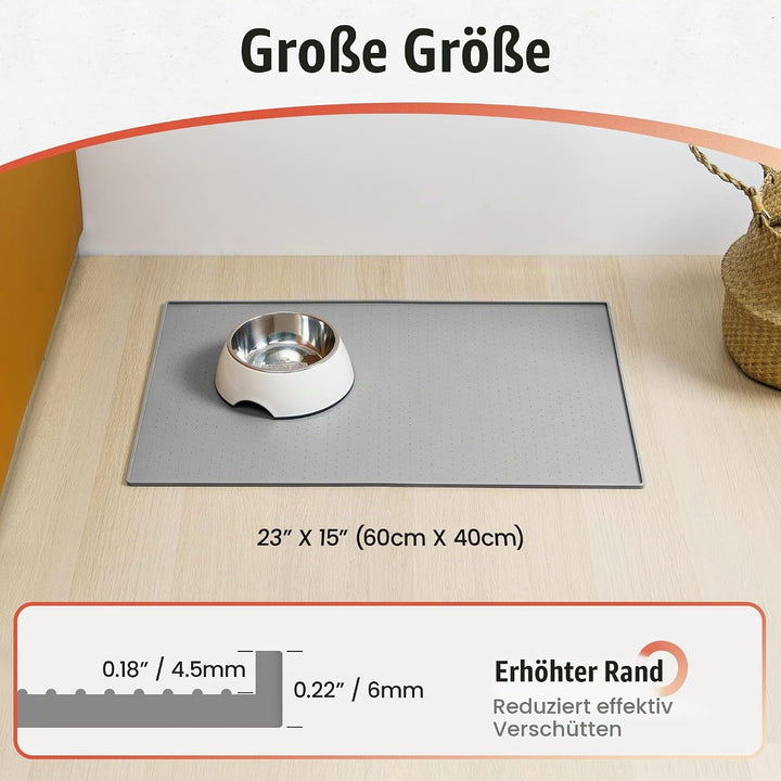 Conlun Hunde und Katzen Futtermatte 60x40 cm, rutschfeste Silikonmatte | Wasserdichte Haustier Futte