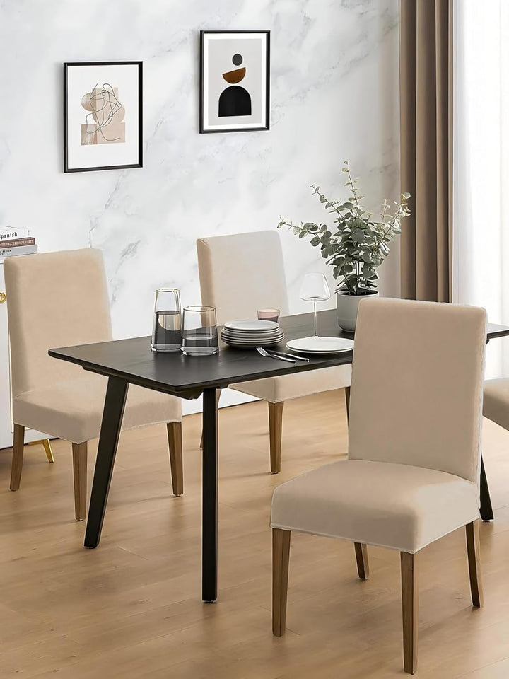 LANSHENG Stuhlhussen 2er Set, Universelle Abnehmbare Waschbar Samt Stuhlhussen, Universale Stretch E