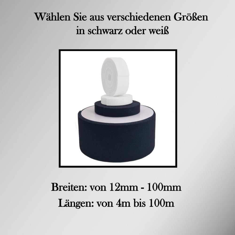 Kstar Beidseitiges Klettband 25mm x 25m in Schwarz – Klett Kabelbinder Rolle zum Bündeln &amp; Fixieren