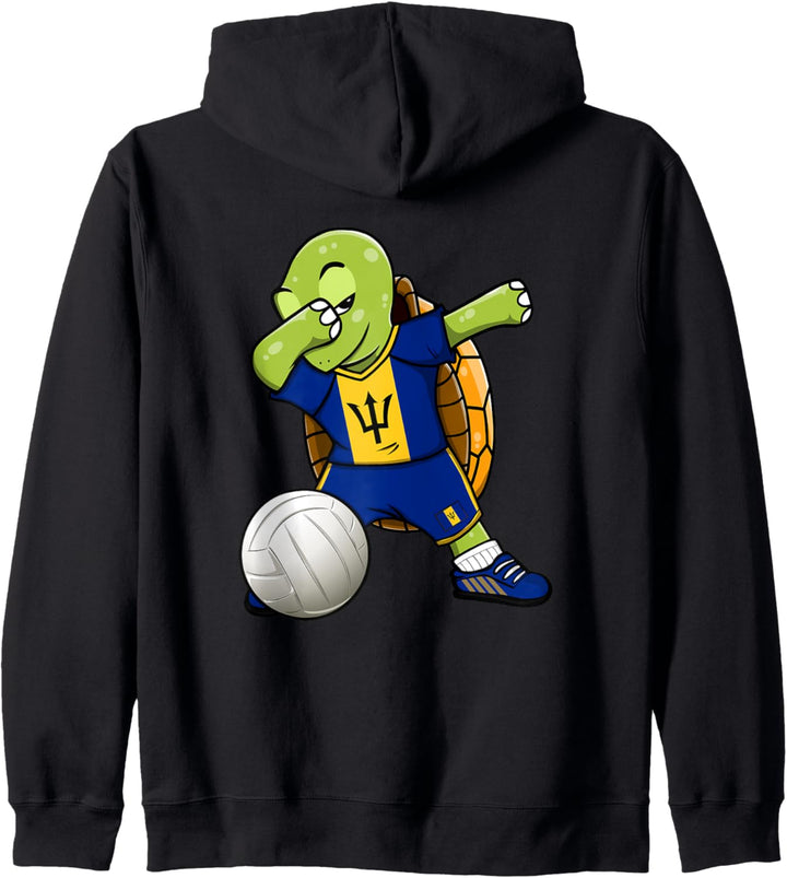 Dabbing Schildkröte Barbados Volleyball Barbadische Flagge Kapuzenjacke