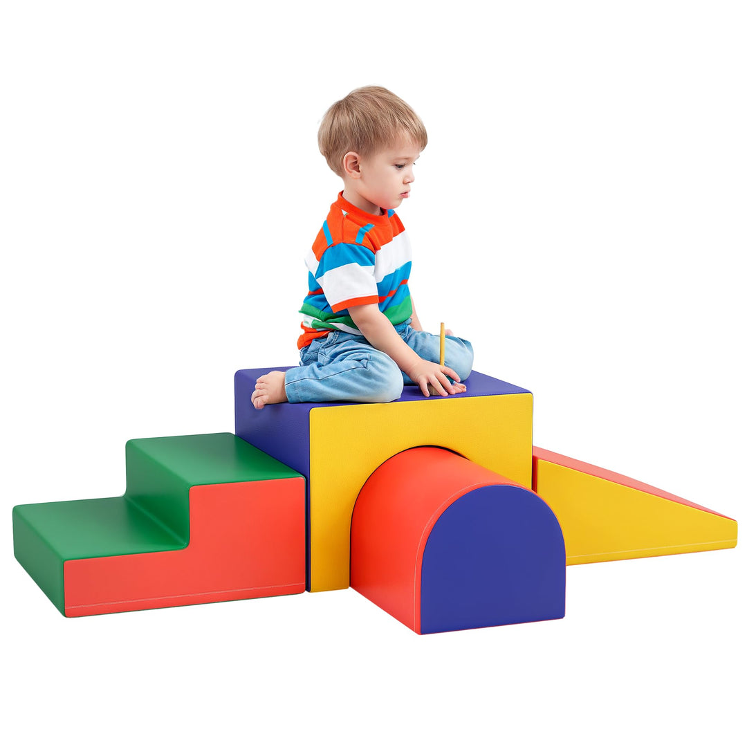 HOMCOM 4 TLG. Schaumstoff Bausteine Kinder Softbausteine Klettern Bauklötze Weiche Schaumstoffbauste