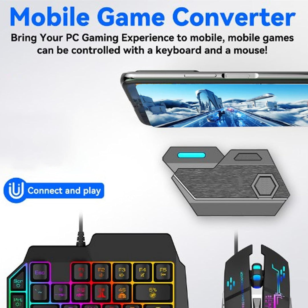 Gaming -Tastatur -Maus -Konverter Combo 4 in 1 Single Hand Mobile Game Keyboard -Maus -Adapter -Tele