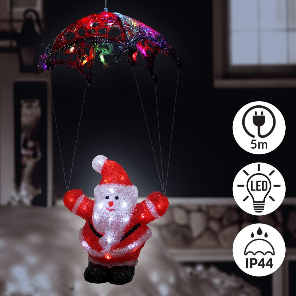 DEUBA® Weihnachtsdeko LED Acryl Figur Weihnachtsmann Aussen Innen 60cm Gross Weihnachten Nikolaus Be