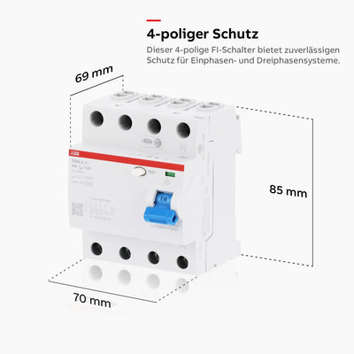 ABB F200 RCCB, 4-polig, 63A, 300mA Typ A 230V ac Single, Single