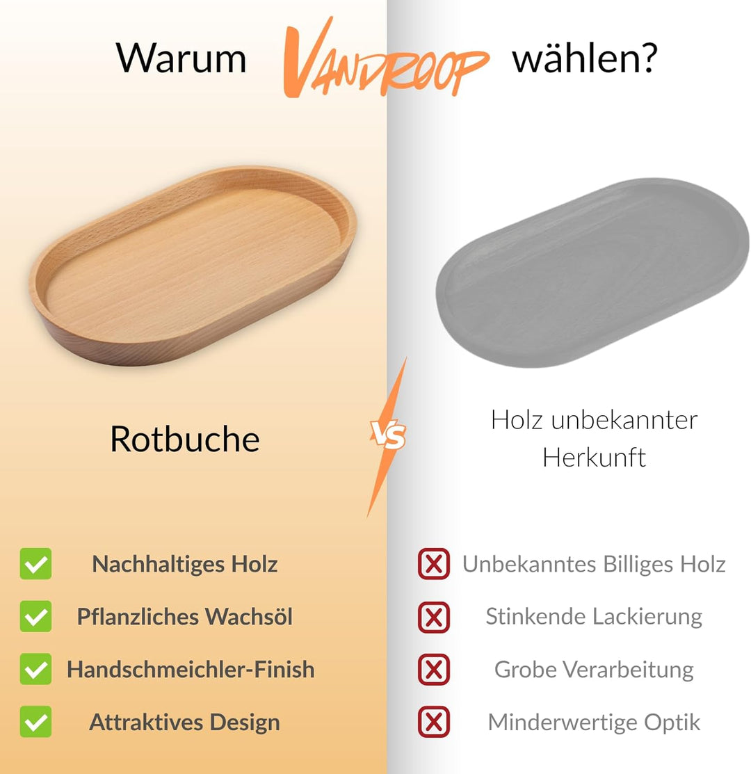 Mini Tablett Holz Kleines Serviertablett, Oval Deko holz Tablett 20x12cm, Servierteller Holztablett
