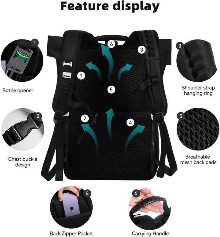 DEWUR 35L Thermo Rücksack Kühlrücksack Kühltasche Wasserdichter Picknickrücksack mit Flaschenöffner