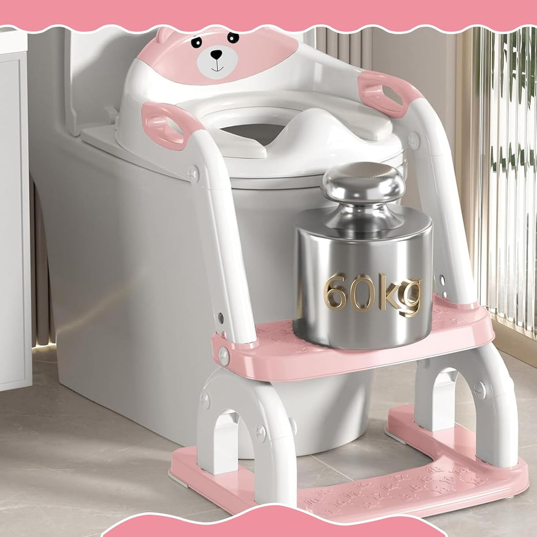Toilettenleiter für Kinder, Höhenverstellbare Toilettenleiter klappbar als Tritthocker, 2 in 1 Kind
