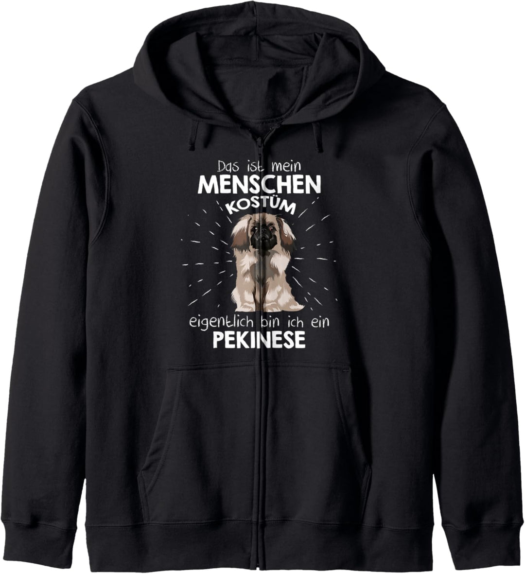 Mein Menschen Kostüm Bin ich ein Pekinese, Halloween Outfit Kapuzenjacke