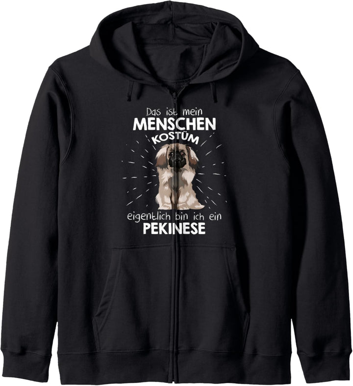 Mein Menschen Kostüm Bin ich ein Pekinese, Halloween Outfit Kapuzenjacke