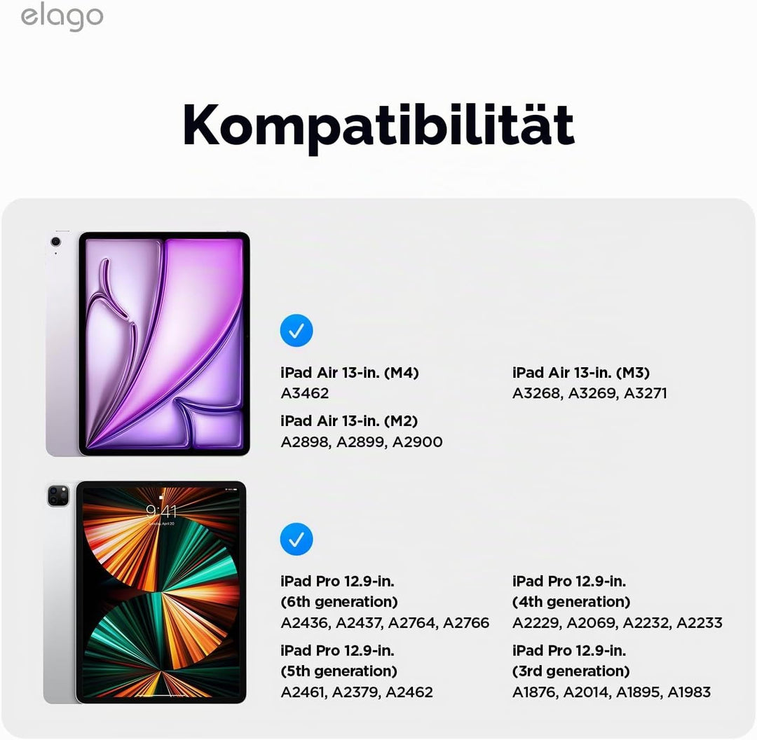 elago Magnetisches Folio Hülle Kompatibel mit iPad Pro 12.9" 6., 5., 4. Gen - Rückwand kann an Metal