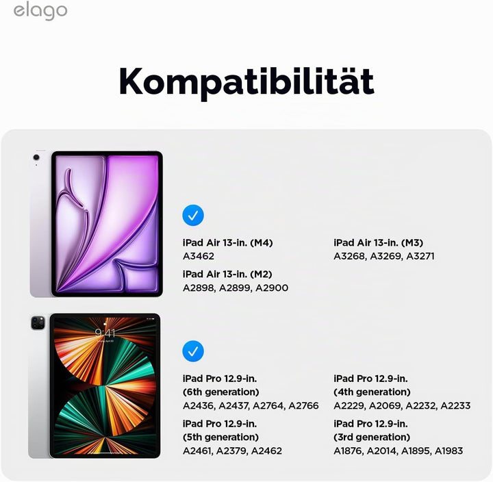 elago Magnetisches Folio Hülle Kompatibel mit iPad Pro 12.9" 6., 5., 4. Gen - Rückwand kann an Metal