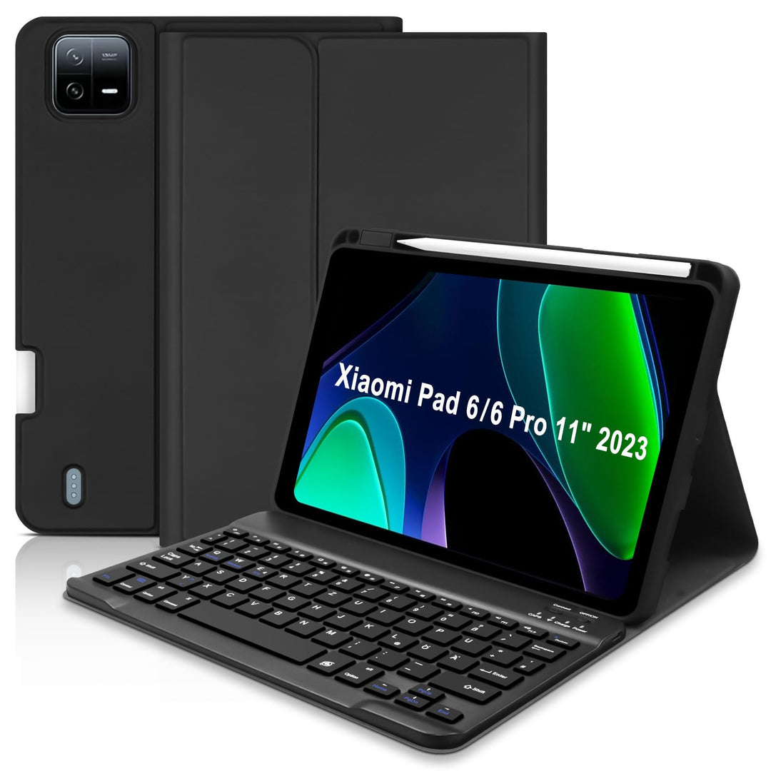 Hofsos Xiaomi Pad 6 Hülle mit Tastatur, [QWERTZ] Tastatur Hülle für Xiaomi Pad 6 11 Zoll 2023, Schut