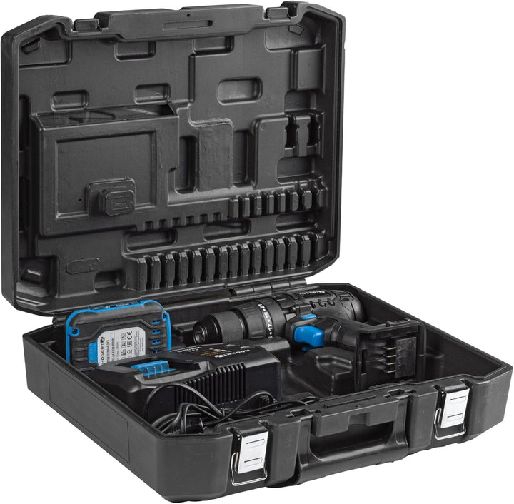 HÖGERT TECHNIK Akku-Schlagbohrschrauber Set 18V, 50 Nm Drehmoment, 2,0 Ah Akku, 4A Ladegerät, Metall