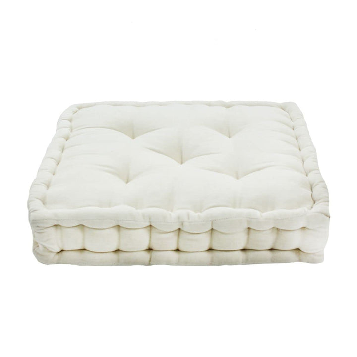 Thedecofactory Arthur Sitzsack Boxspringbett, Velours, Baumwolle, Ecru, 40 x 40 x 8 cm