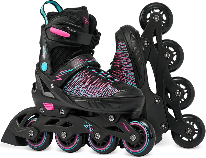 RAVEN Inline Skates Inliner für Kinder Erwachsene Mädchen Damen verstellbar 35-39 (23cm-25,5cm) Allu