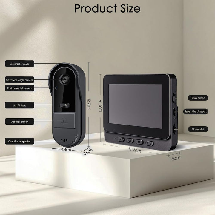 TKMARS Kabellose Video Türklingel Kamera mit 4,3-Zoll Bildschirm, IP65 Wasserdicht, 1000mAh Langzeit