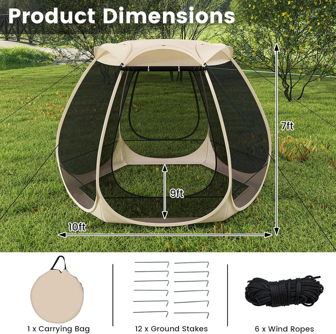 FANTASK Pop-Up-Zelt, faltbares Pavillon mit Rundum-Mesh &amp; Tragetasche &amp; Sonnendach, Sonnenschutzzelt