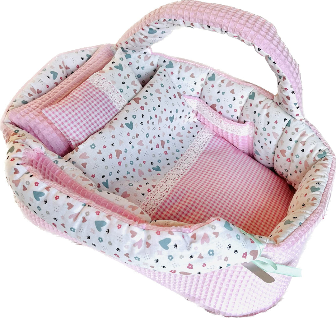 Puppentragetasche für Puppen von 30 bis 55 cm, Rosa, Baumwolle, Geschenk, Waschbar (45-50 cm), 45-50