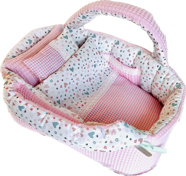 Puppentragetasche für Puppen von 30 bis 55 cm, Rosa, Baumwolle, Geschenk, Waschbar (50-55 cm), 50-55