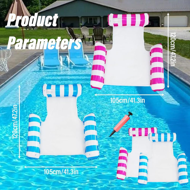 2 Stück Luftmatratze Wasser Hängematte, 4 in 1 Luftmatratze Netz Pool Hängematte Erwachsene, Pool Zu