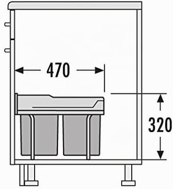 Hailo Raumspar Tandem Küchen-Abfalleimer, Plastik, Schwarz, One