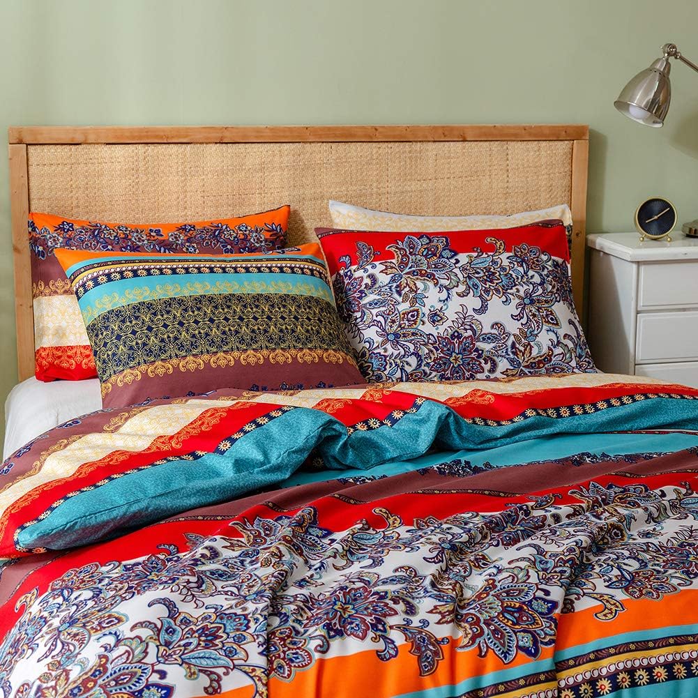 Freyamy Bohemian Bettwäsche 135x200cm 2teilig Boho Indischen Mandala Bettwaren-Sets Bunt Vintage Exo