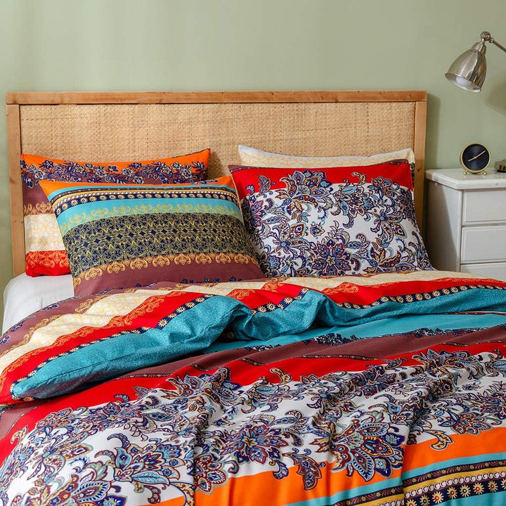 Freyamy Bohemian Bettwäsche 135x200cm 2teilig Boho Indischen Mandala Bettwaren-Sets Bunt Vintage Exo