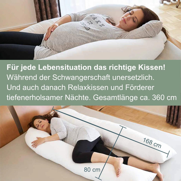 Traumreiter Seitenschläferkissen Jumbo XXL mit Bezug Baumwolle Hell Blau I Extra hohes und langes or