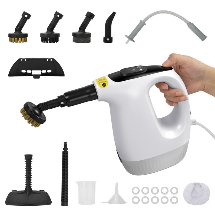 Roadtime 1200W Handdampfreiniger,500 ml Druck-Mehrzweckdampfreiniger mit 9 Zubehör,120℃ chemikalienf