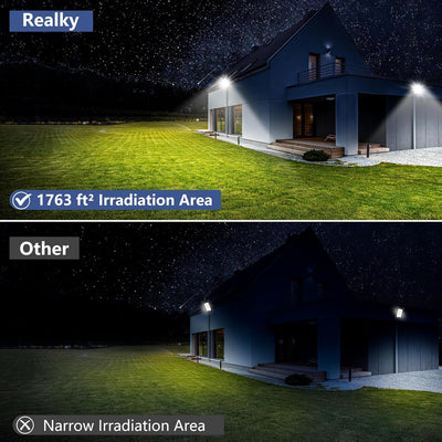 Realky 100W LED Strahler Aussen, 10000LM LED Fluter 144LEDs Aussenstrahler IP65 Wasserfest Scheiwerf
