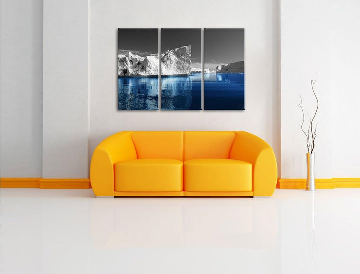 Pixxprint Eisberge in Grönland als Leinwandbild/Grösse: 3 Teilig (120x80) cm/Wandbild/Kunstdruck/fer