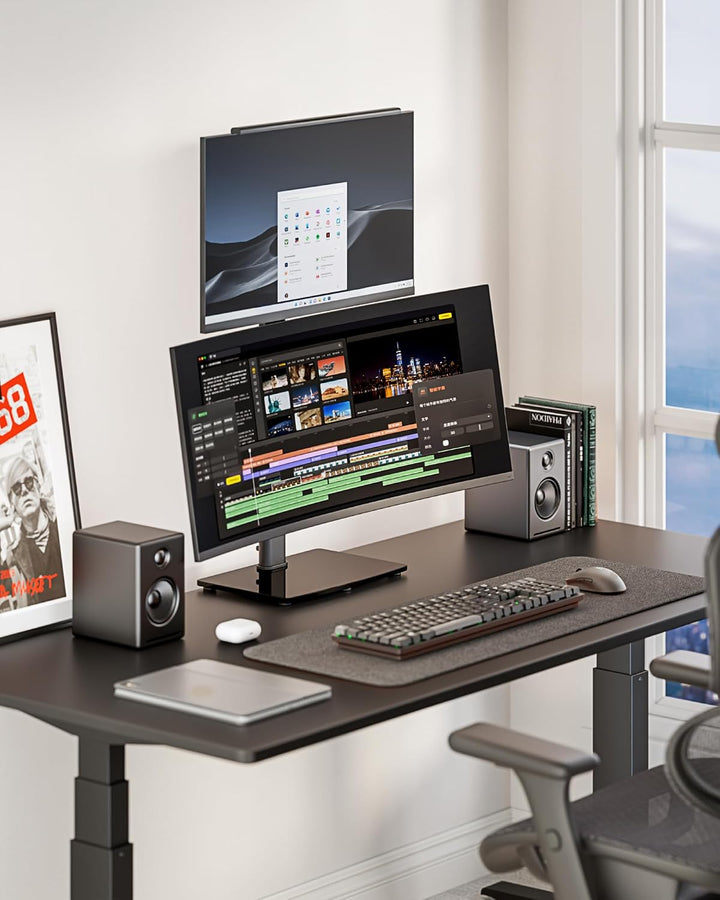 PEGZONE Vertikaler Doppel Monitor Ständer für 17-34 Zoll Bildschirme, Monitorhalterung Übereinander