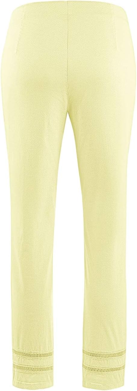 Stehmann, Capri Hose im Minimaldruck mit Hohlsaumstickerei, Tender Yellow