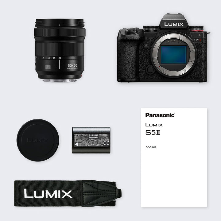 Panasonic LUMIX DC-S5 II Spiegelloses Vollformatkamera mit 20–60 mm F3,5–5,6 Objektiv, 4K 60p und 6K