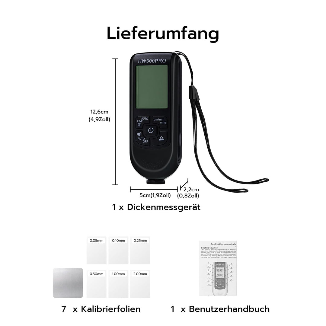 Mcbazel Digitales Schichtdickenmessgerät, Lackdickenmessgerät, Lackmessgerät Auto, Messbereich 0 bis