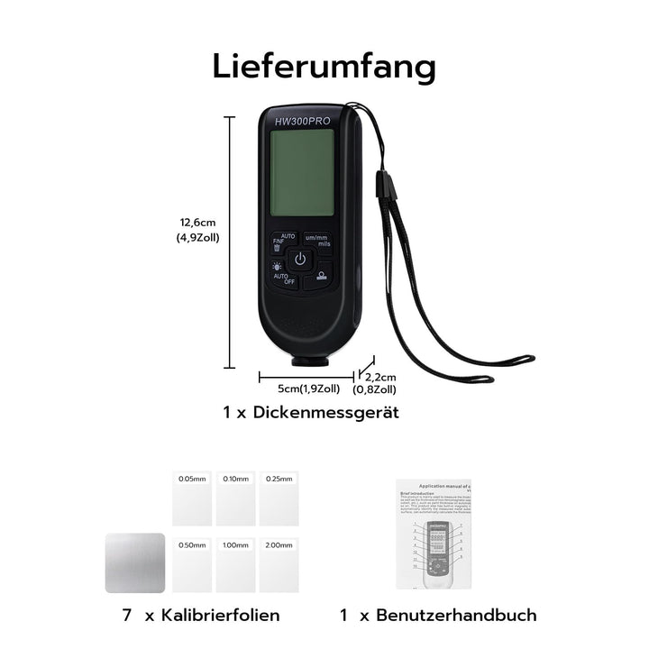 Mcbazel Digitales Schichtdickenmessgerät, Lackdickenmessgerät, Lackmessgerät Auto, Messbereich 0 bis