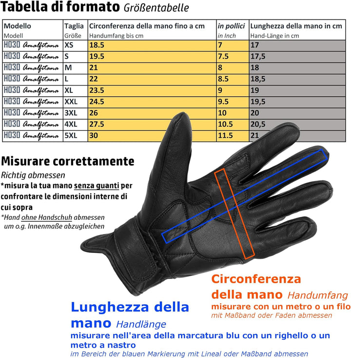 TacFirst AMALFITANA Motorrad Handschuhe Sommer aus Leder, Retro, Vintage Lederhandschuhe Damen, Herr