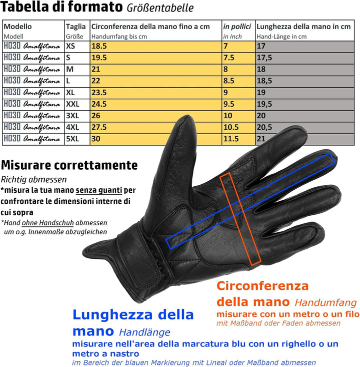 TacFirst AMALFITANA Motorrad Handschuhe Sommer aus Leder, Retro, Vintage Lederhandschuhe Damen, Herr